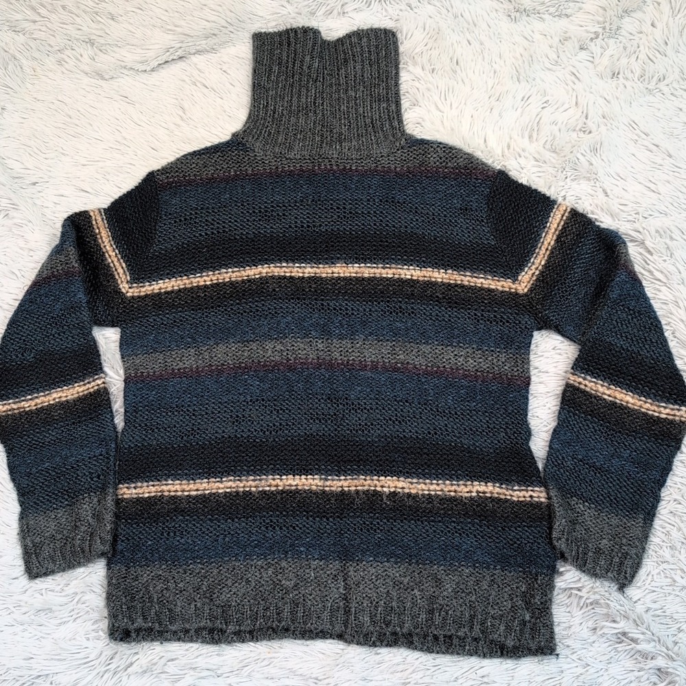 St. John's Bay Sweater Womens M Petite Blue Wool Blend Turtleneck Cozy Comfort